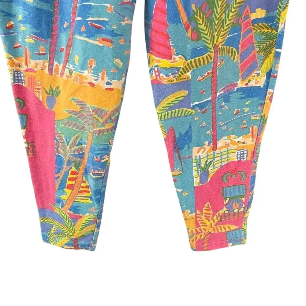 Vintage Ken Done Art & Design Tropical Print Pants Cotton Stretch Size 1X - Picture 3 of 7